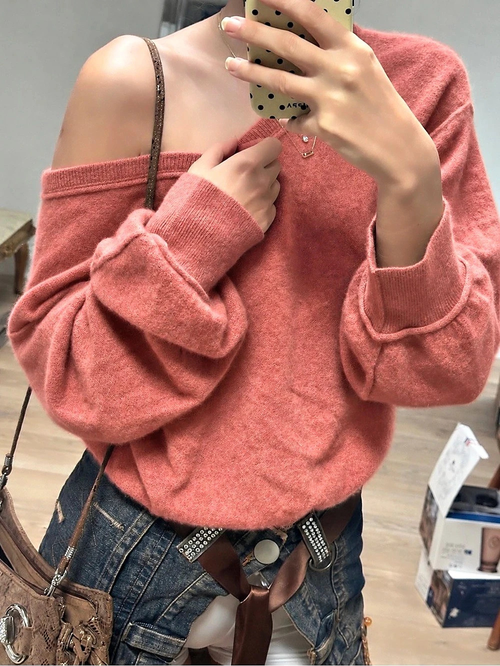 Free People Cashmere See Me V-Neck Knit Pullover Pink Small